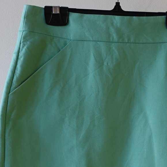 J.Crew Factory Cotton Double Serge Bright Mint Pencil skirt 0 - Picture 12 of 13